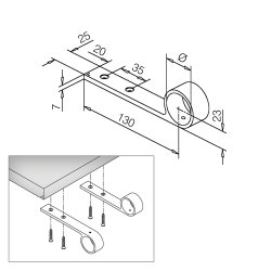 Rrholder, bardisk - hndliste PVD<br>25,4 &amp; 38.1 mm
