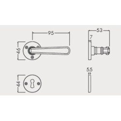 Drgreb incl. rosetter &amp; ngleskilte<br>gamle dre uden 40 mm huller i drpladen