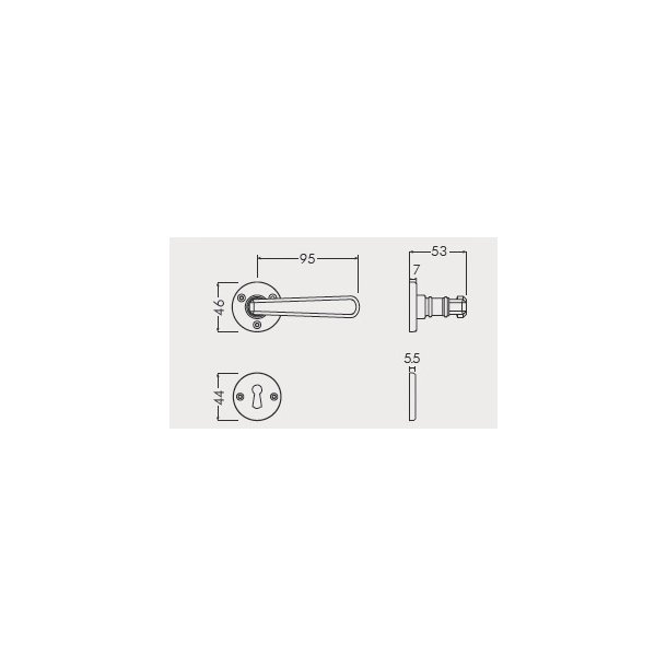 Drgreb incl. rosetter &amp; ngleskilte<br>gamle dre uden 40 mm huller i drpladen