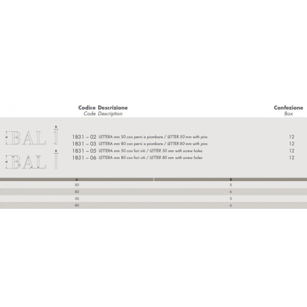 Bogstaver 50mm til skruer