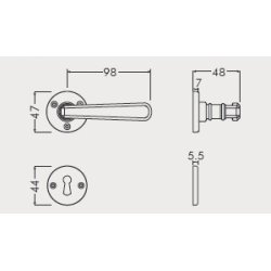 Drgreb incl. rosetter &amp; ngleskilte<br>gamle dre uden 40 mm huller i drpladen