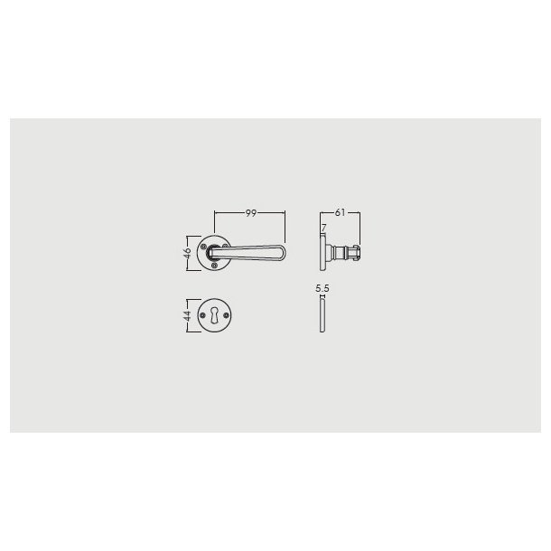 Drgreb incl. rosetter &amp; ngleskilte<br>gamle dre uden 40 mm huller i drpladen