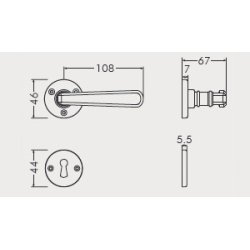 Drgreb incl. rosetter &amp; ngleskilte<br>gamle dre uden 40 mm huller i drpladen