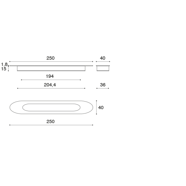 Indfrsningsgreb 250 x 40 mm