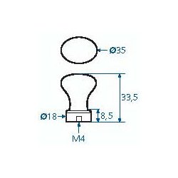 Porcelnsknop  35 Oval