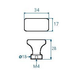 Porcelnsknopper 34 x 17 mm