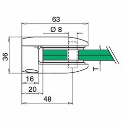 Glasklemme Model 2800<br> ZINK - flad eller r�r<br>Glasstruktur: monolitisk / lamineret
