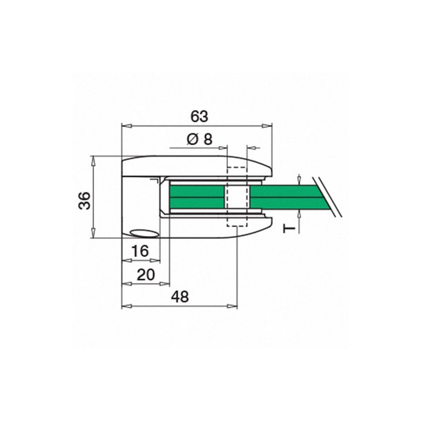Glasklemme Model 2800<br> ZINK - flad eller r�r<br>Glasstruktur: monolitisk / lamineret