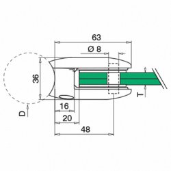 Glasklemme Model 2800<br> ZINK - flad eller r�r<br>Glasstruktur: monolitisk / lamineret