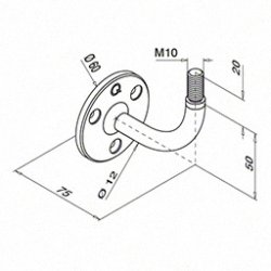 Hndlistesttte m. 10 mm gevind