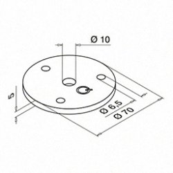 Rund plade,  70 x 5mm -  10mm