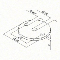 Rund plade,  70 x 5mm -  10mm