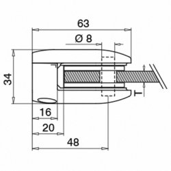 Glasklemme Model 2800<br> AISI 304 - flad eller rr<br>Glasstruktur: monolitisk / lamineret