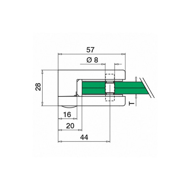Glasklemme Model 4200<br> AISI 304 - flad eller rr<br>Glasstruktur: monolitisk / lamineret