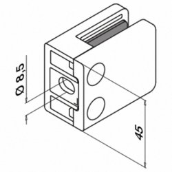 Glasklemme Model 4200<br> AISI 304 - flad eller rr<br>Glasstruktur: monolitisk / lamineret