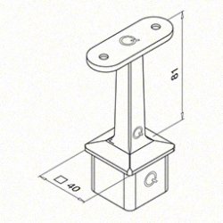 Hndlistesttte, hndliste flad til Rr 40x40x2mm