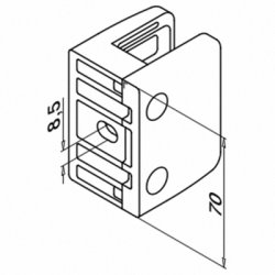 Glasklemme Model 2300<br> AISI 316 - flad eller rr<br>Glasstruktur: monolitisk / lamineret