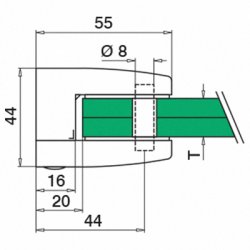 Glasklemme Model 2300<br> AISI 316 - flad eller rr<br>Glasstruktur: monolitisk / lamineret