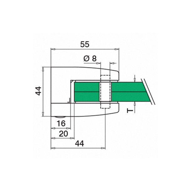 Glasklemme Model 2300<br> AISI 316 - flad eller rr<br>Glasstruktur: monolitisk / lamineret