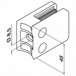 Glasklemme Model 4200<br> AISI 316 - flad eller r�r<br>Glasstruktur: monolitisk / lamineret