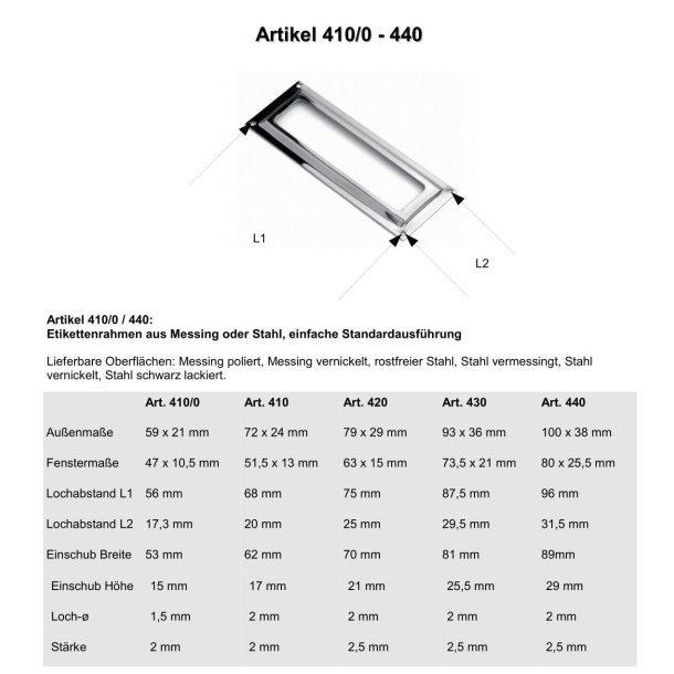 Etiketramme 72 x 24 mm